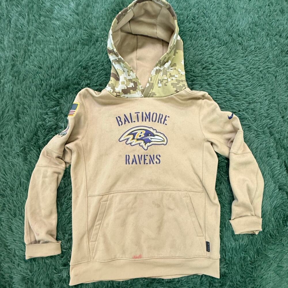 Nike Baltimore Ravens Salute to Freedom Brown Camo Hoodie Sweatshirt Large